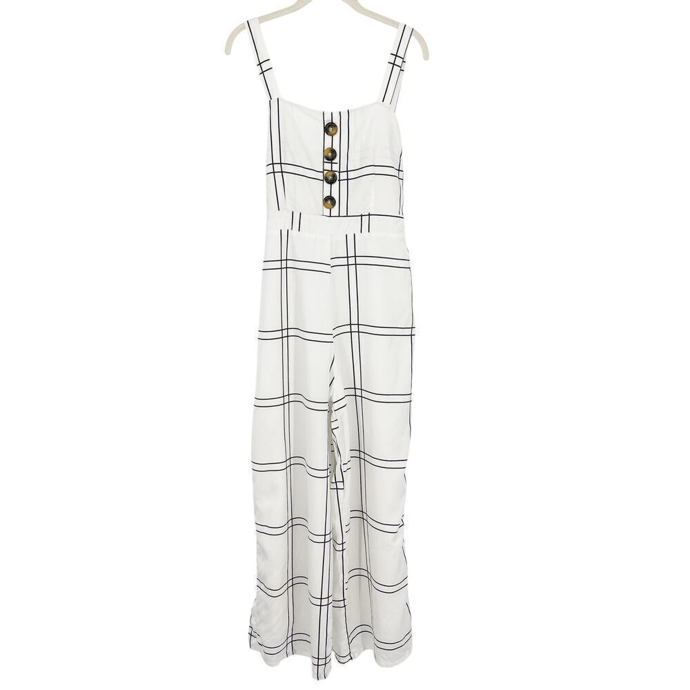 Anthropologie Sancia Valou Jumpsuit in White Windowpane Large - Picture 5 of 12